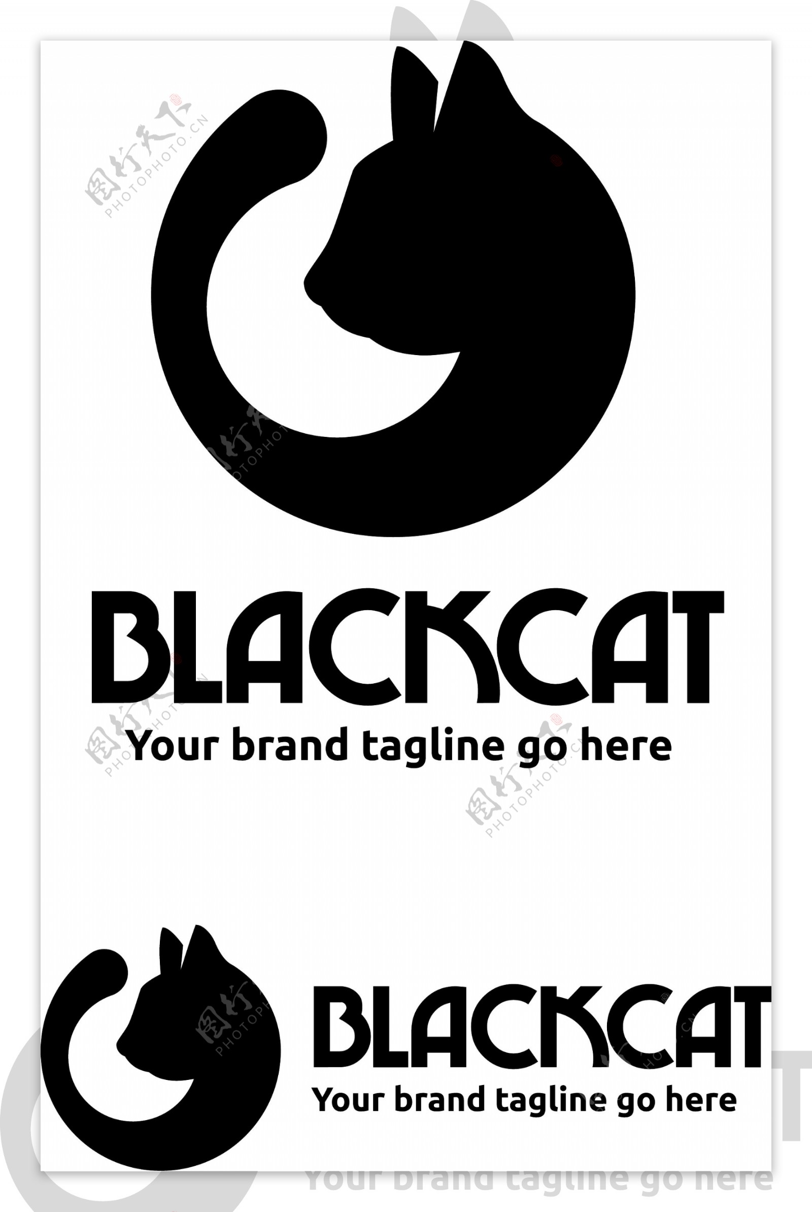 黑猫标志设计矢量素材下载