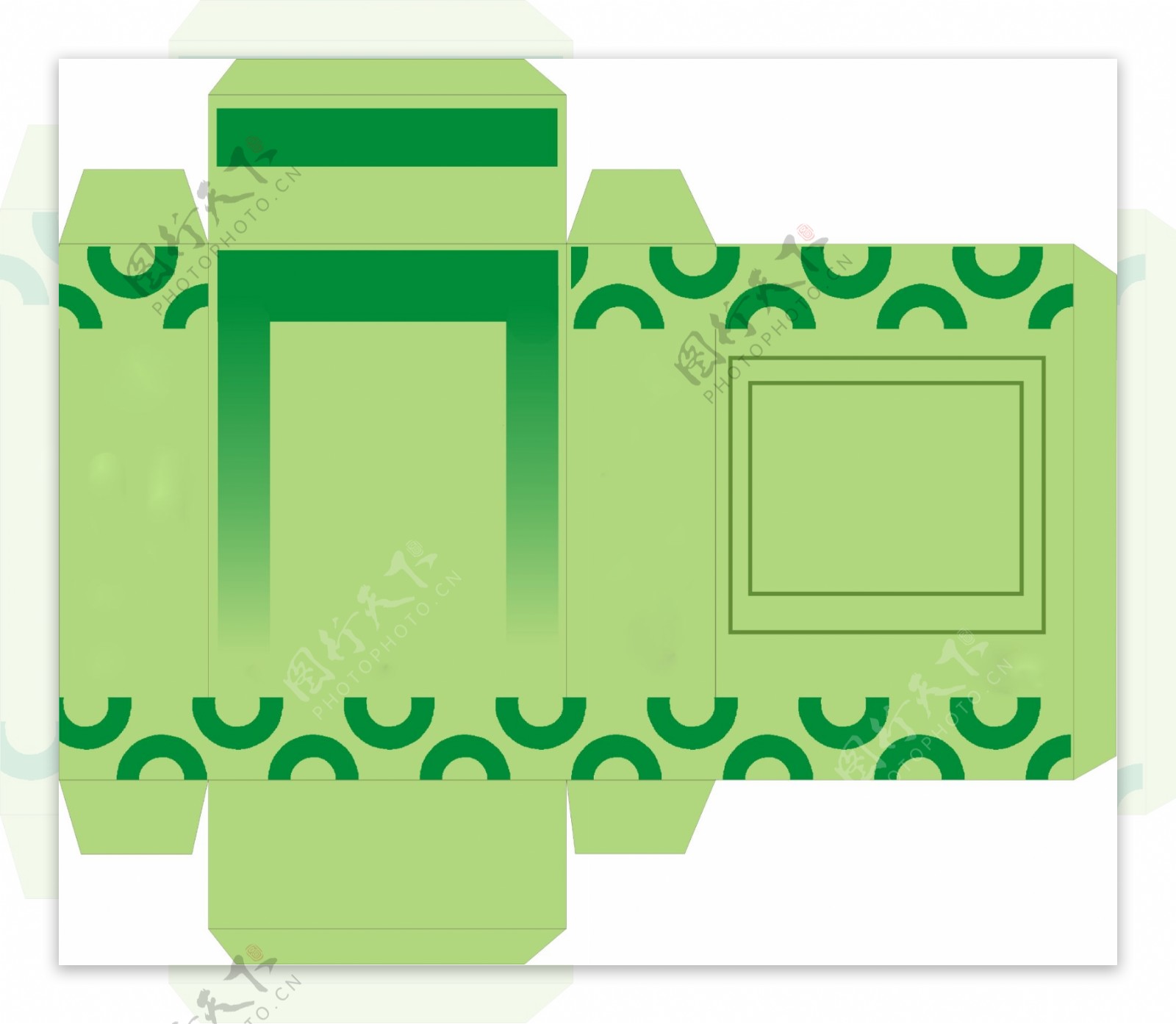 绿色清新茶叶包装盒展开图