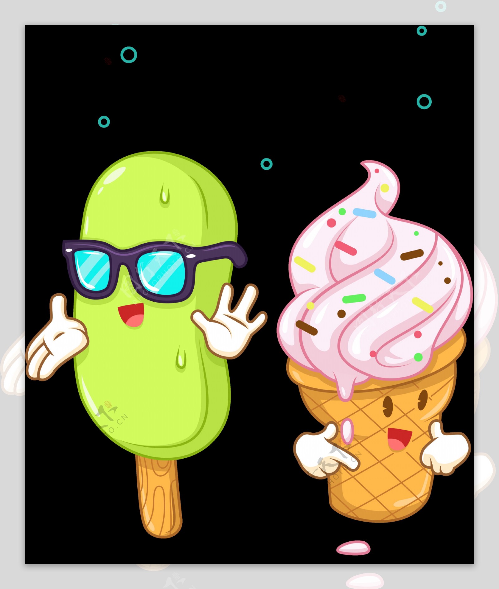 可爱卡通手绘冰淇淋免抠png透明图层素材