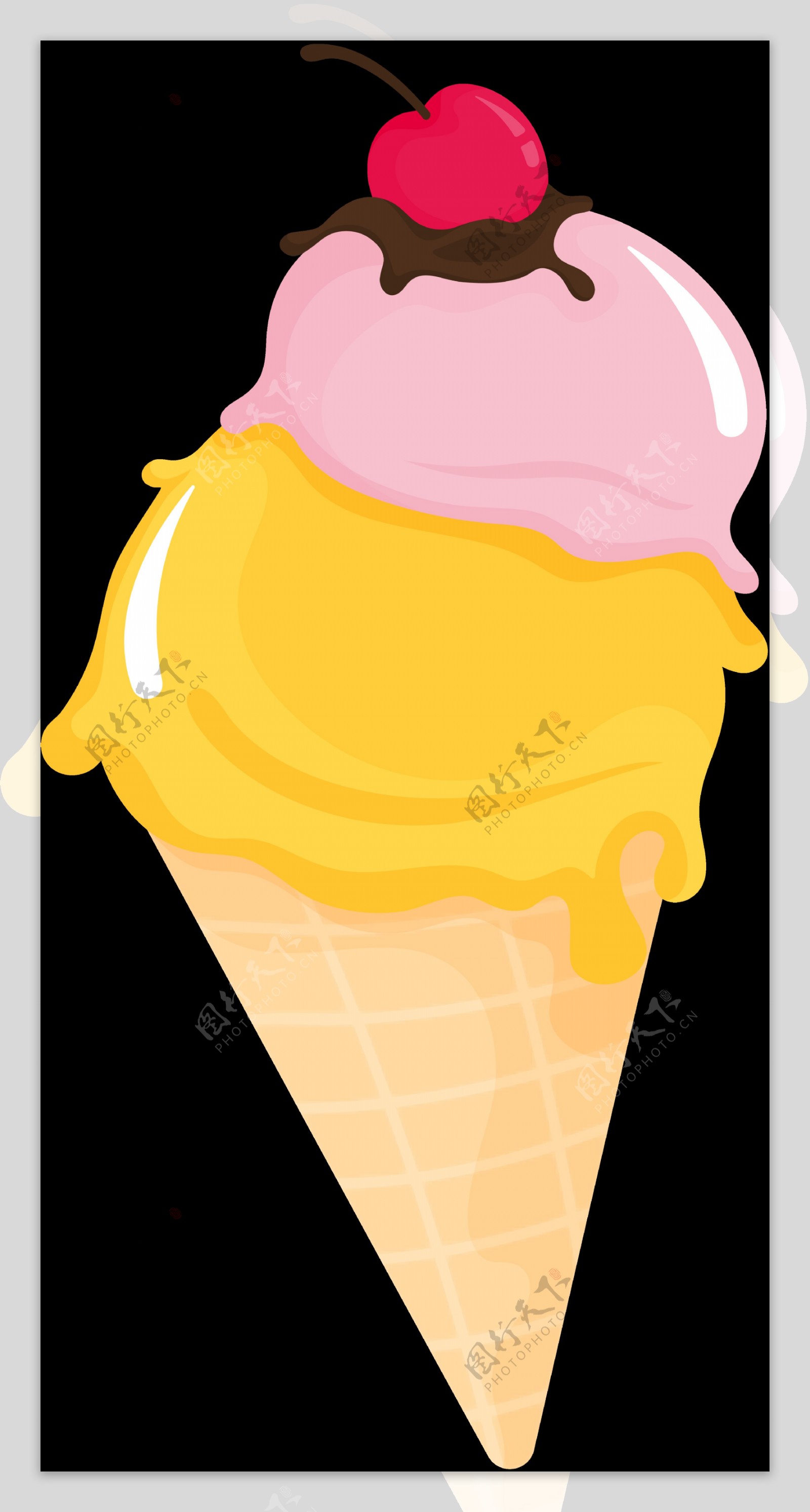 彩色手绘冰淇淋插画免抠png透明图层素材