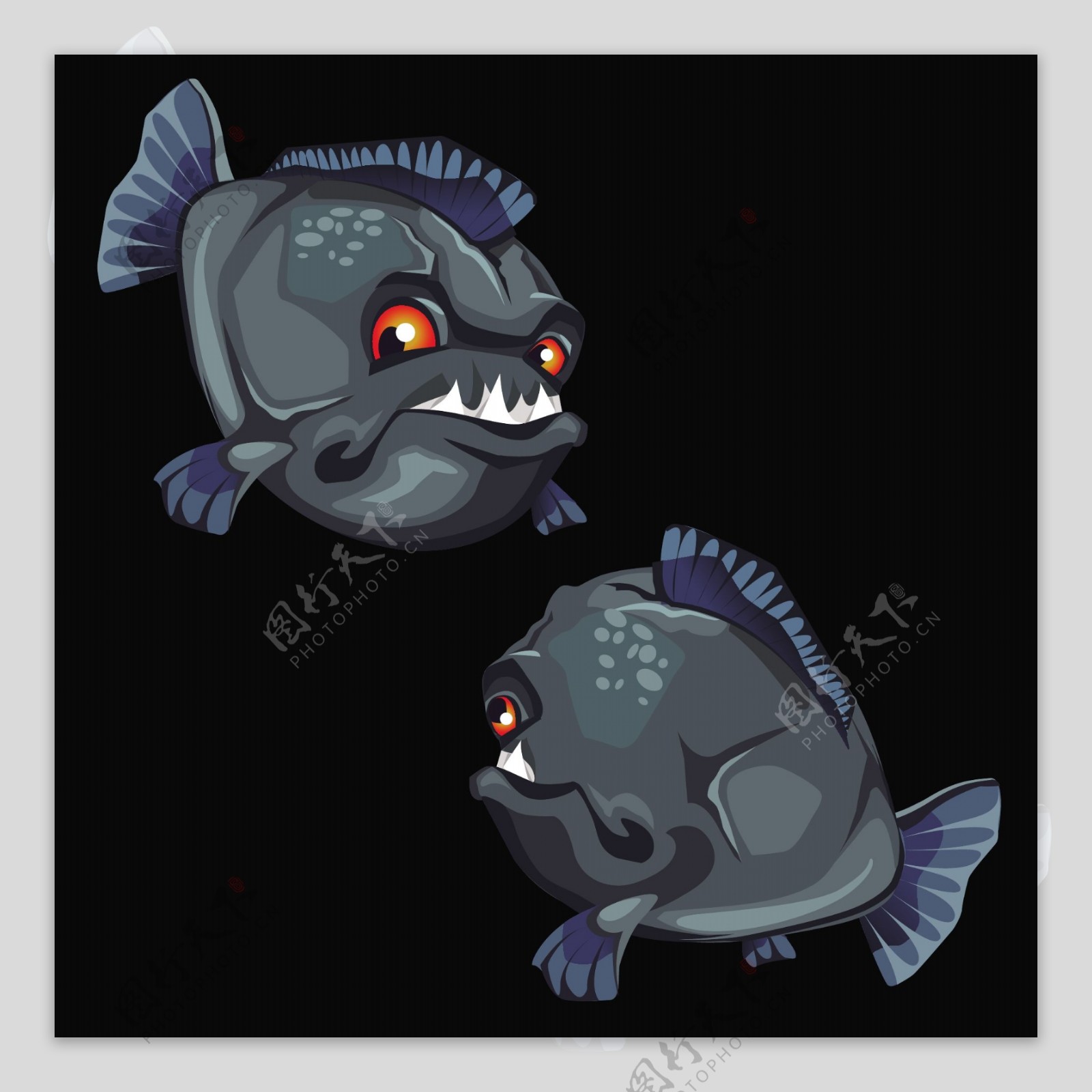 手绘个性怪异的两只鱼