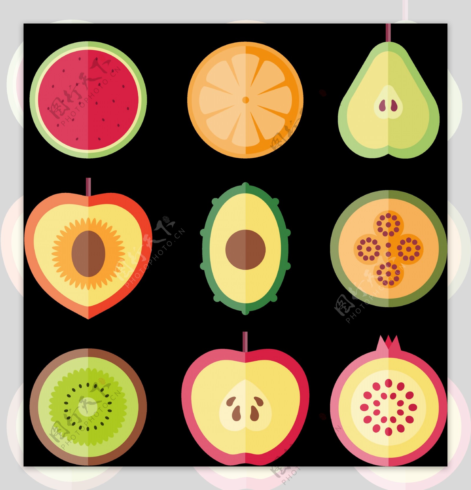 切开的水果图标免抠png透明图层素材