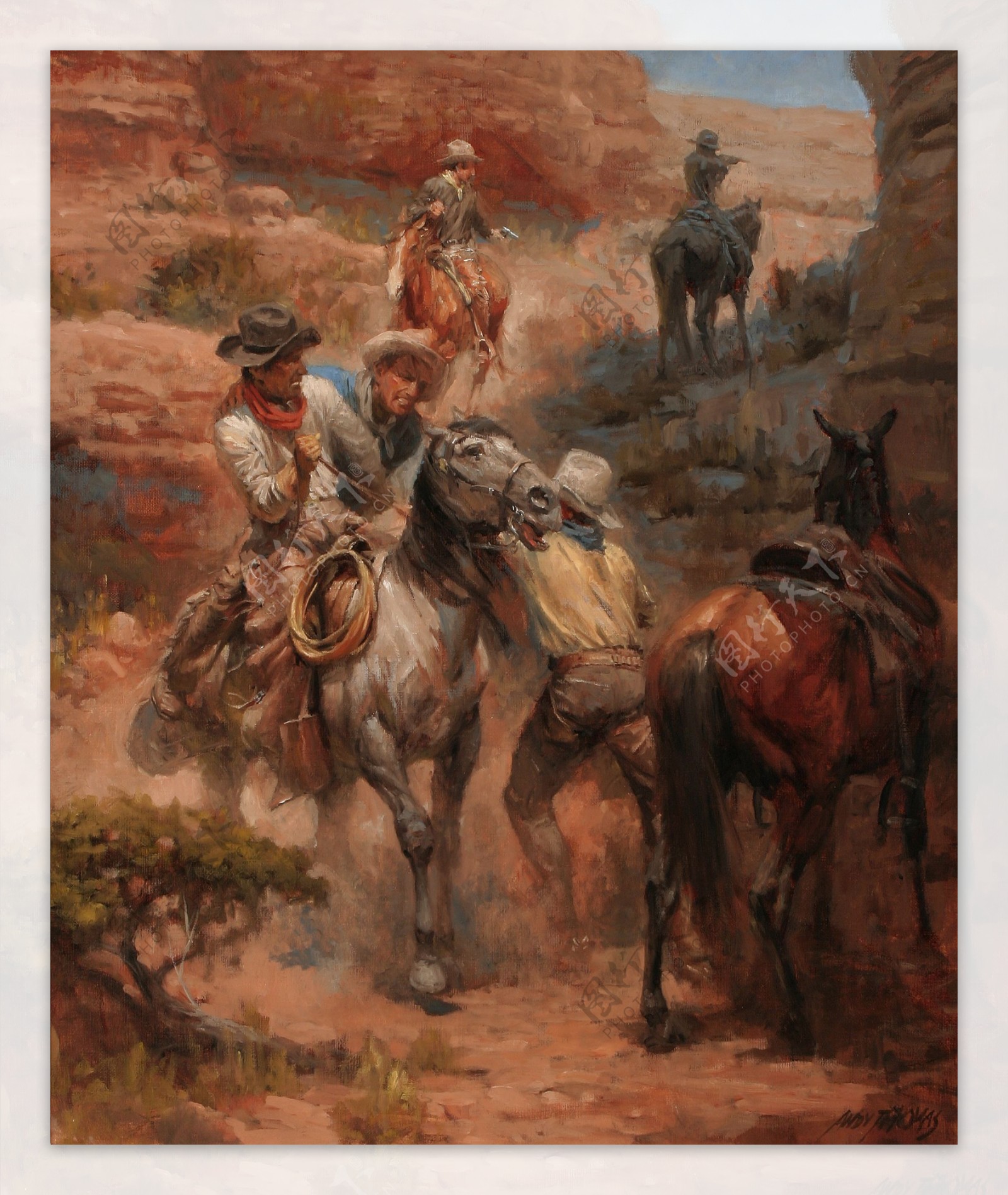 马匹和伤员油画图片