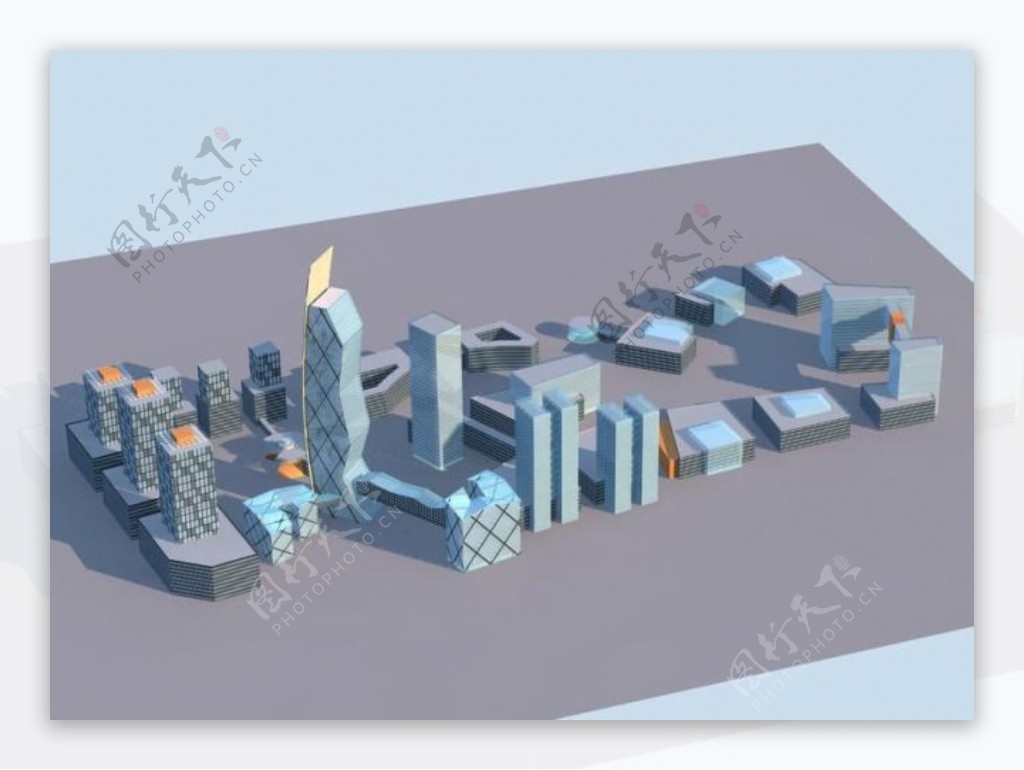 MAX高层建筑群3D模型图