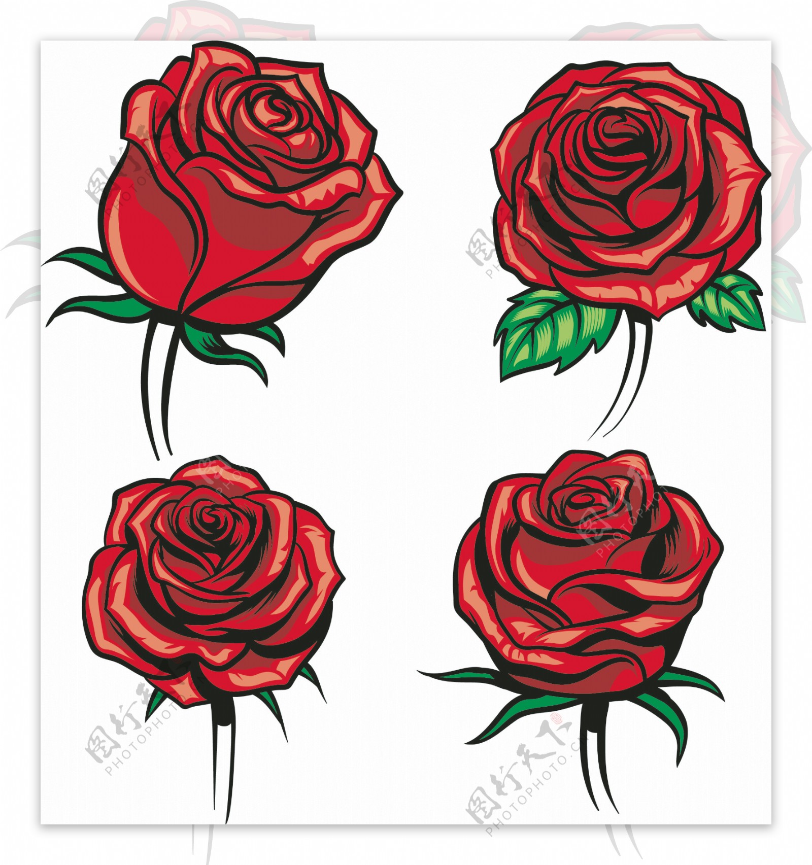 手绘玫瑰花素材图片素材-编号39896419-图行天下
