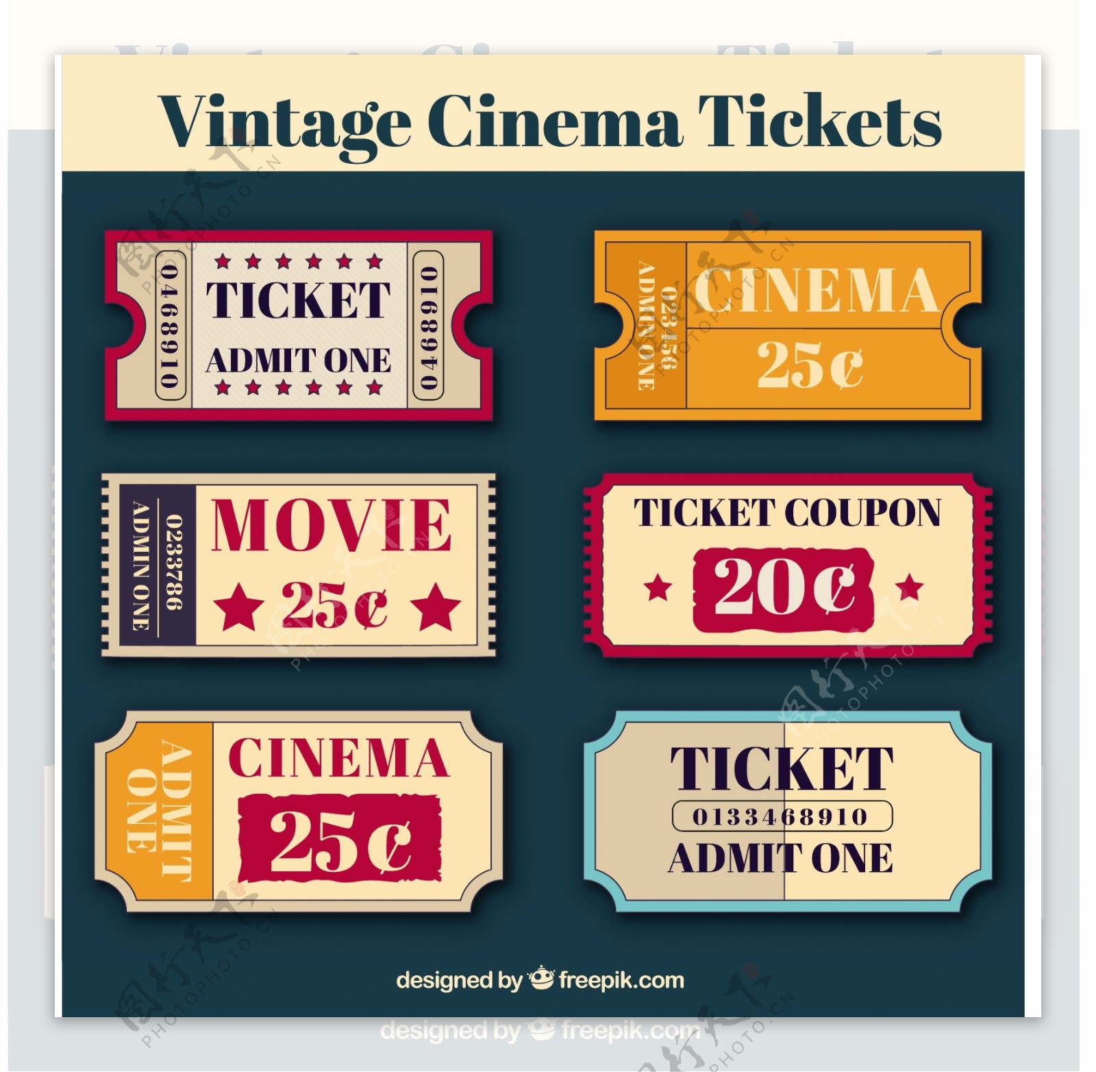 几张老式的电影票
