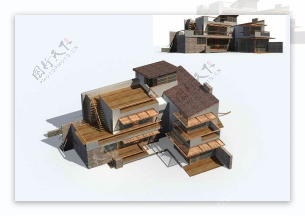 MAX多层别墅3D模型设计