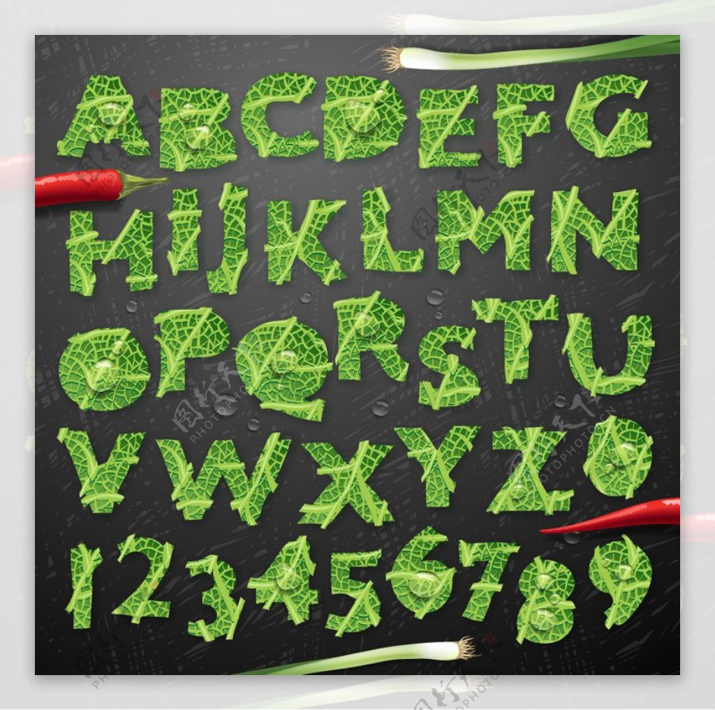 创意蔬菜字母设计矢量素材