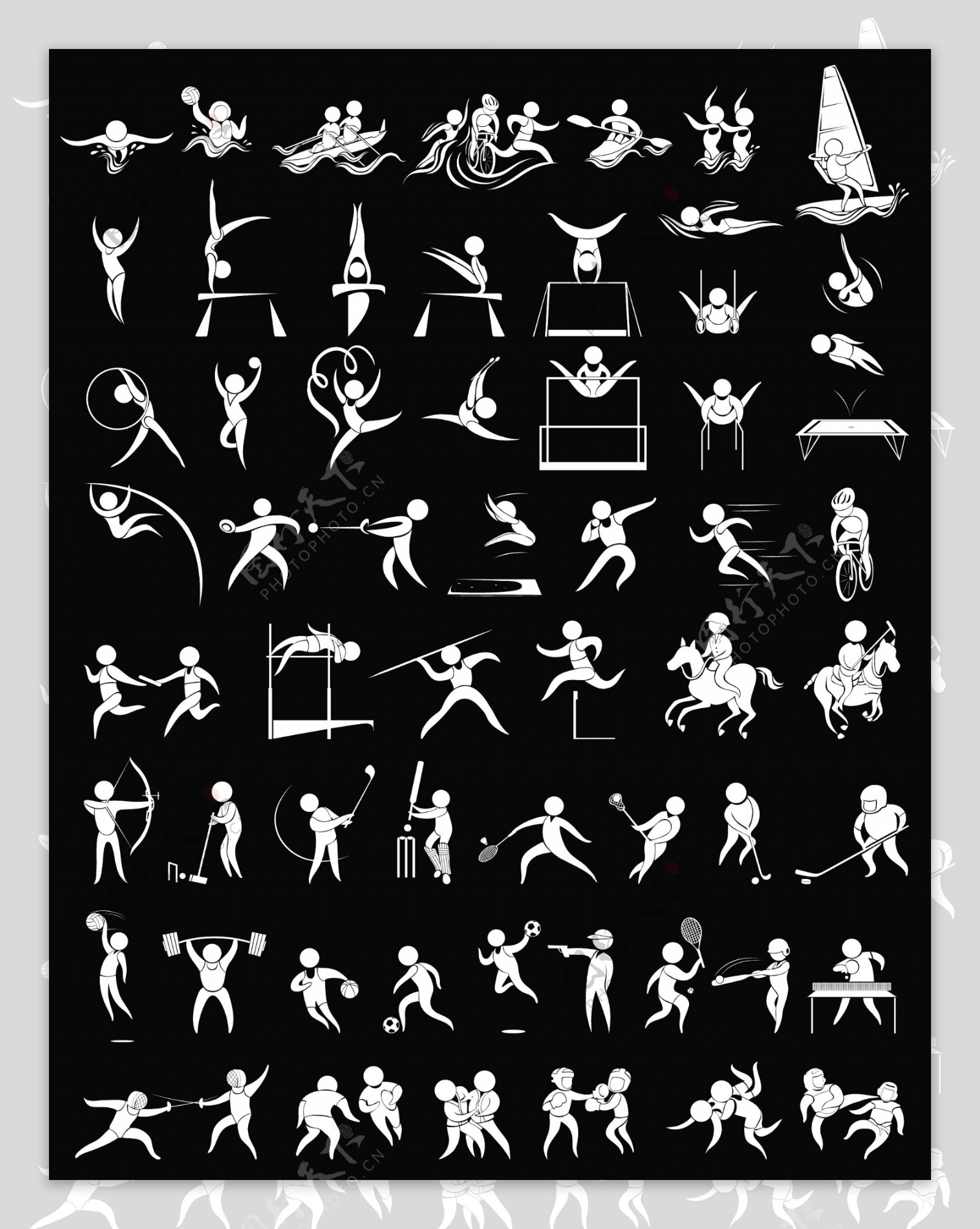 许多体育插图的运动图标