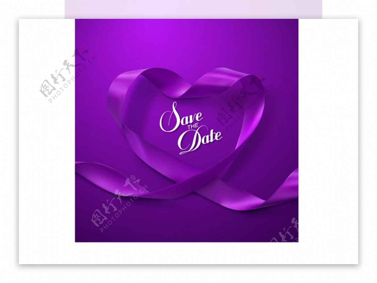 紫色丝带爱心模板下载