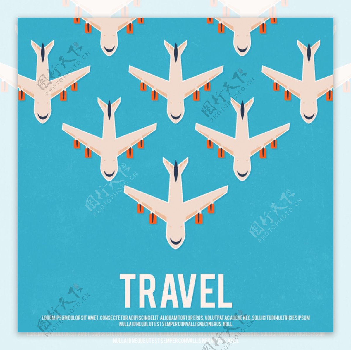 俯视飞机群旅行海报