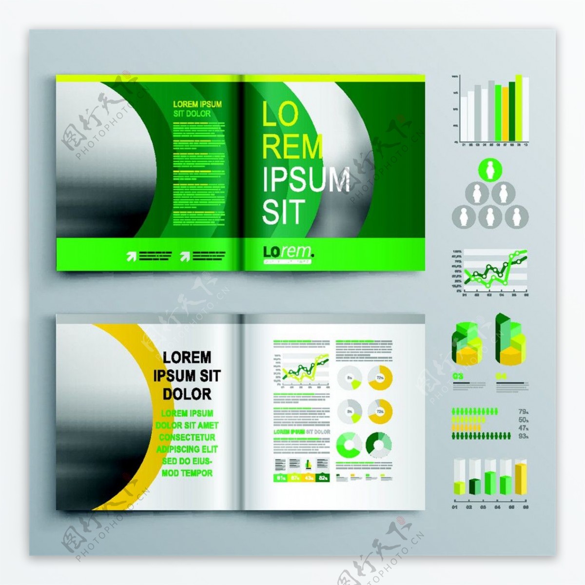绿色信息图表画册设计图片