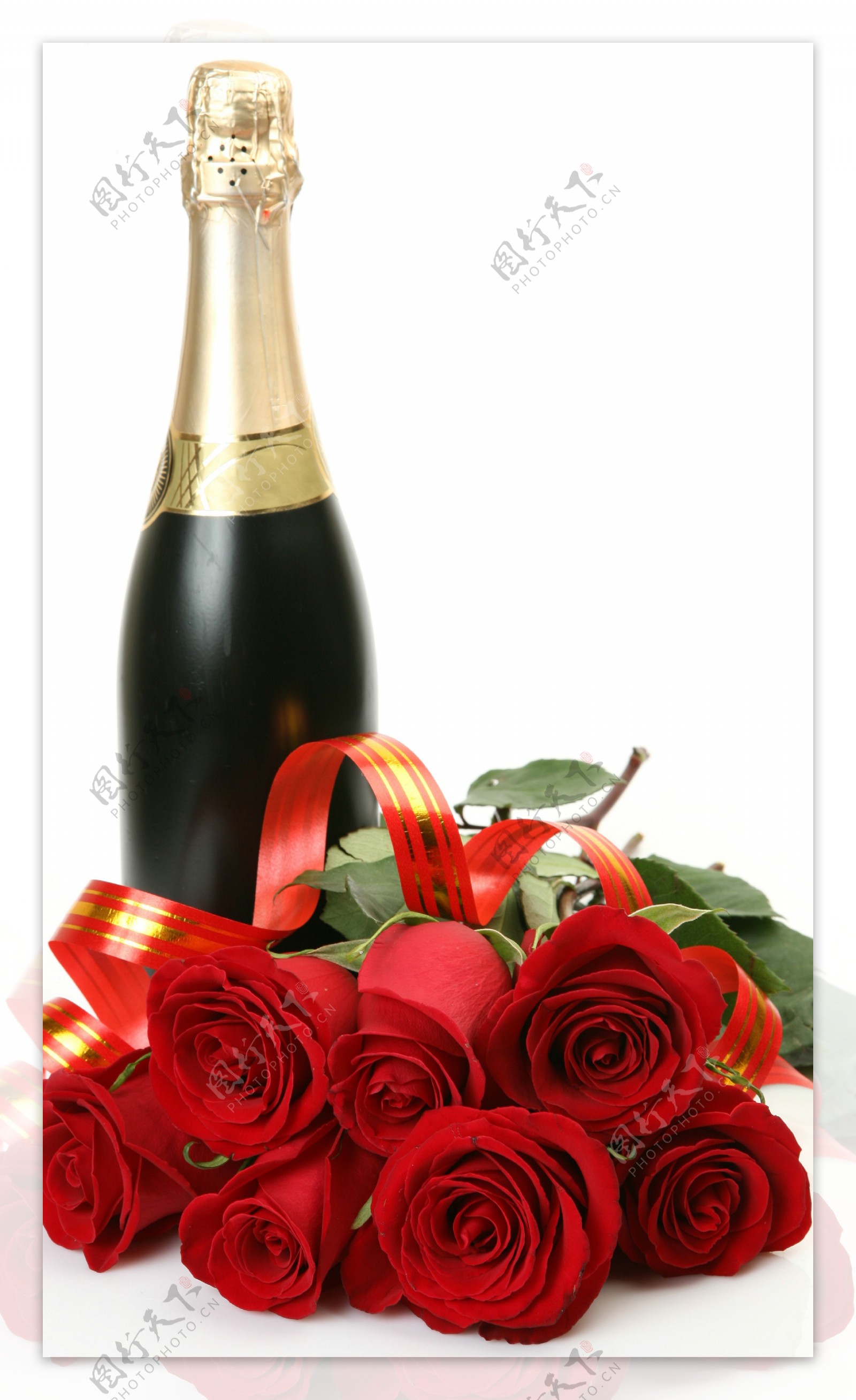 玫瑰花与香槟酒图片素材-编号26087882-图行天下