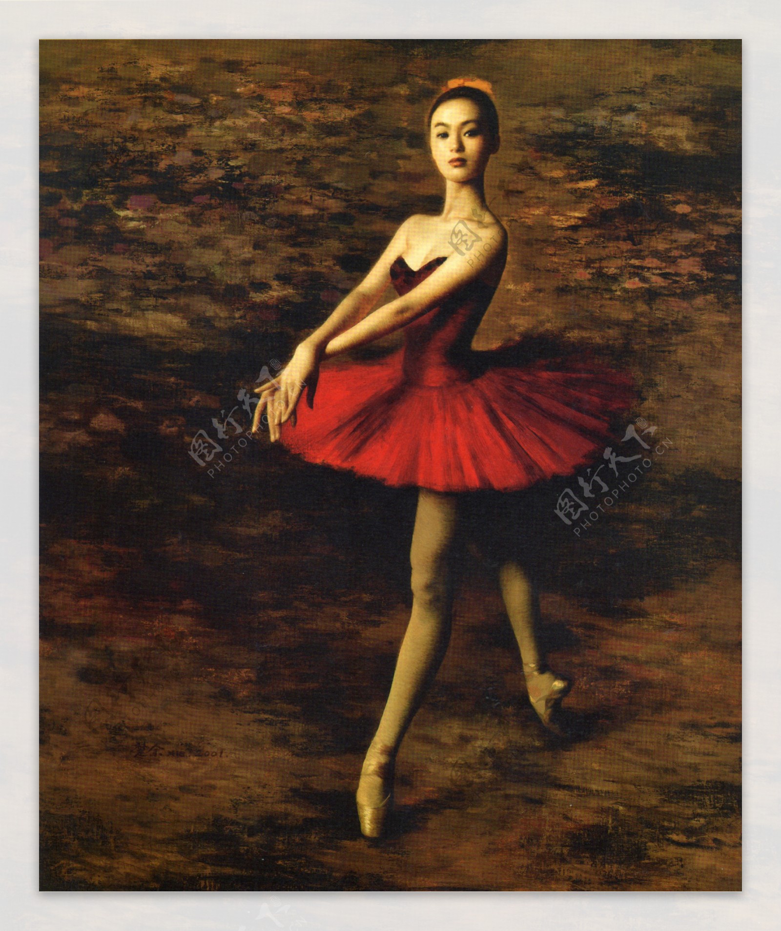 跳芭蕾舞的美少女油画图片
