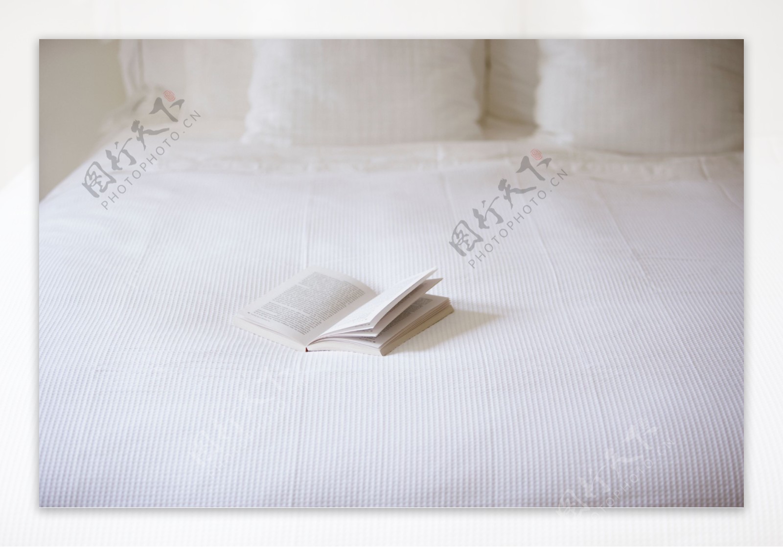卧室床上的书籍图片