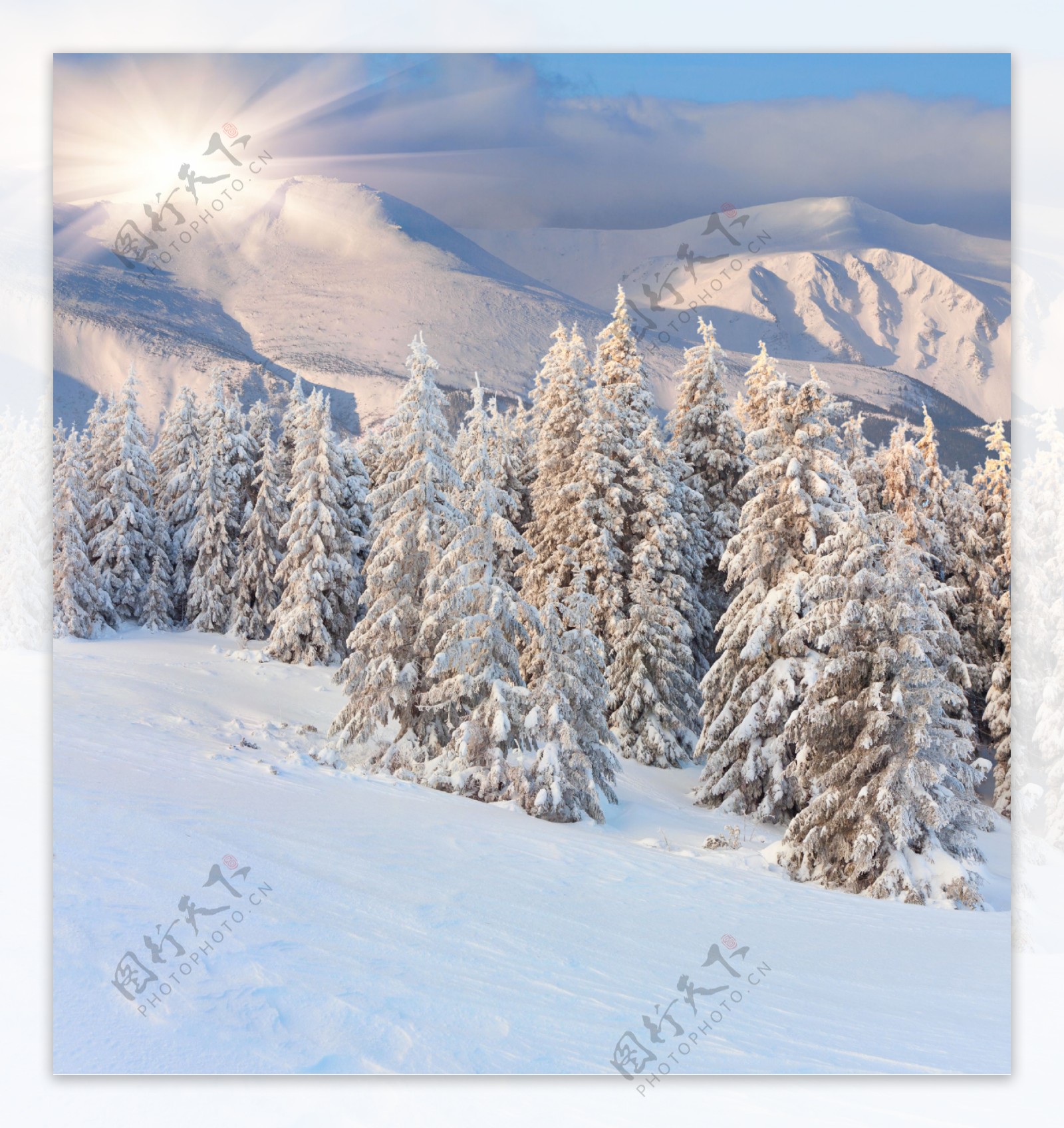 美丽冬天雪山风景图片