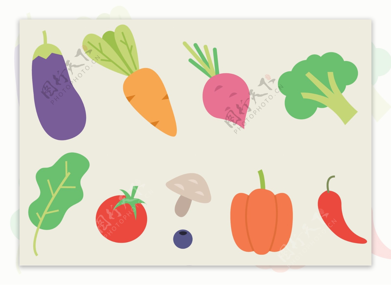 扁平化手绘蔬菜