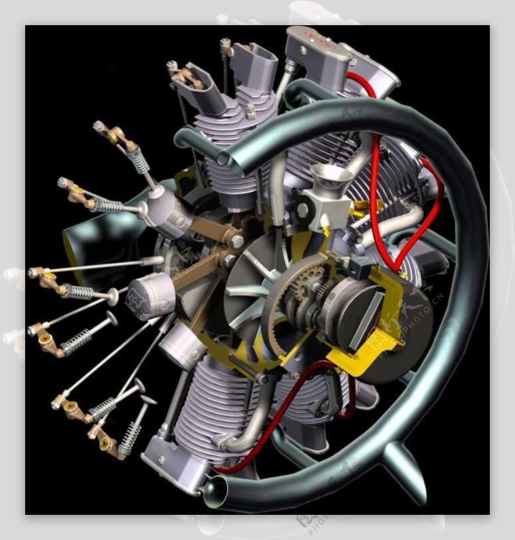 星型发动机PROE设计机械模型