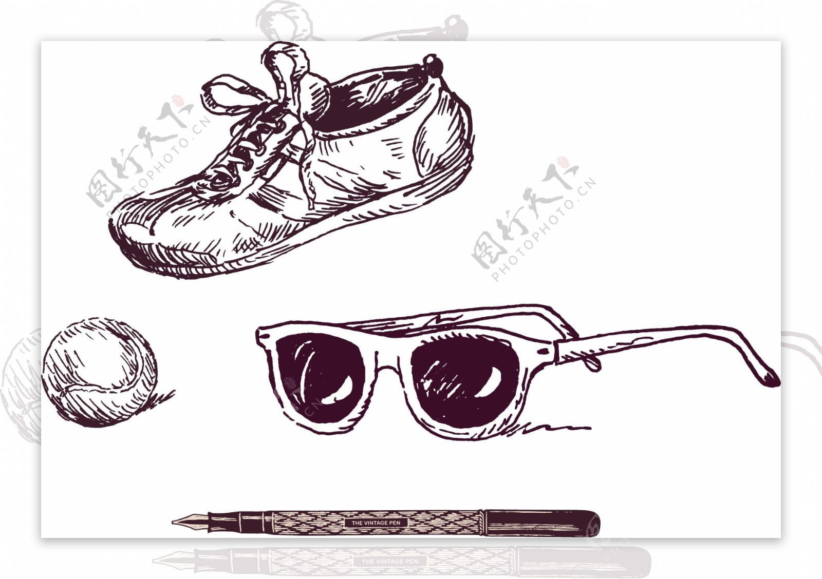 鞋子眼镜钢笔保龄球图片