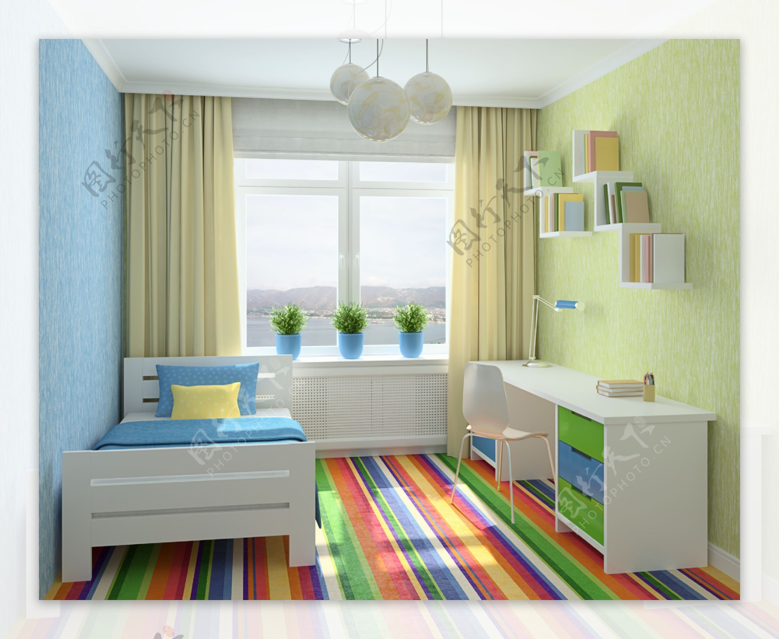 3D儿童卧室效果图图片