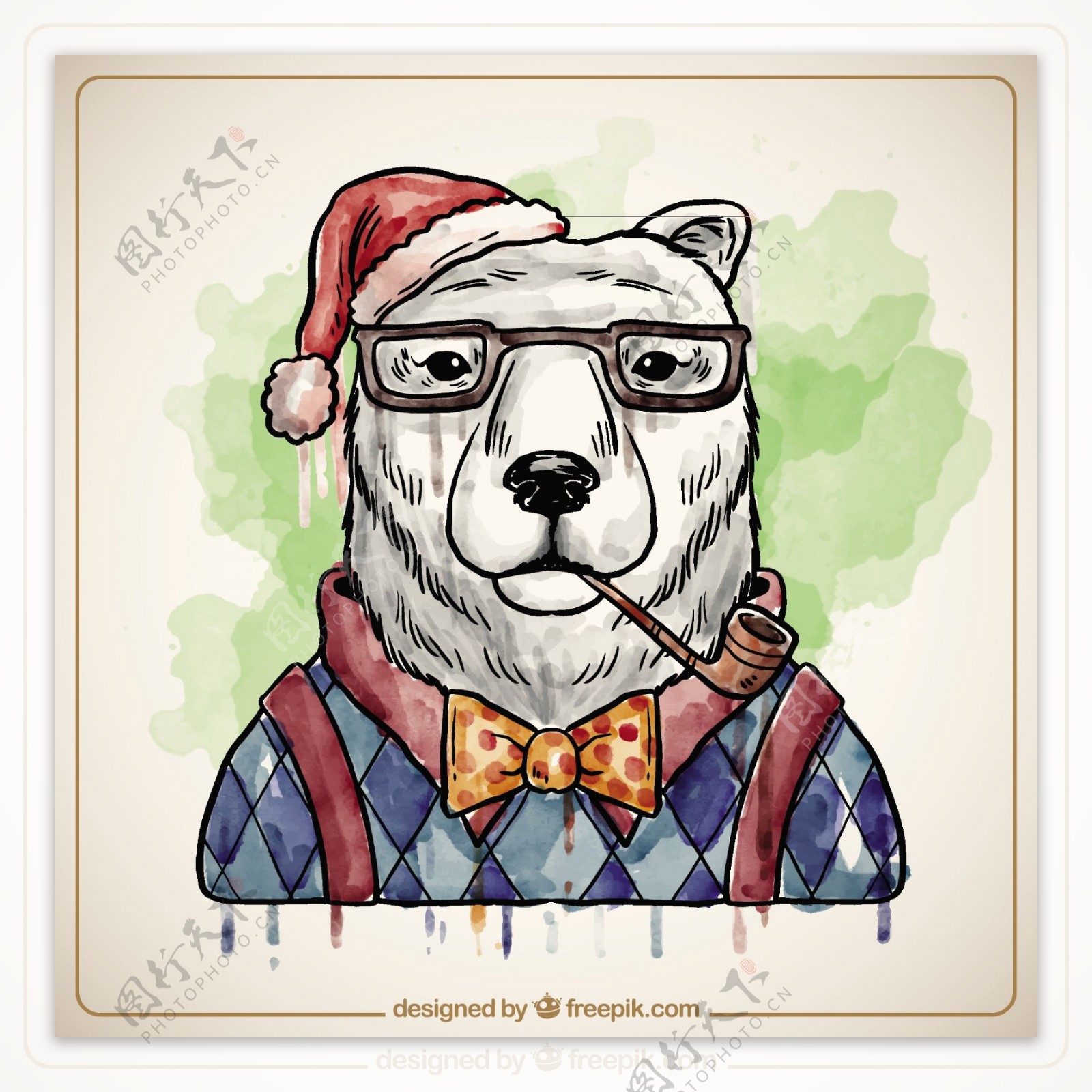手画圣诞北极熊