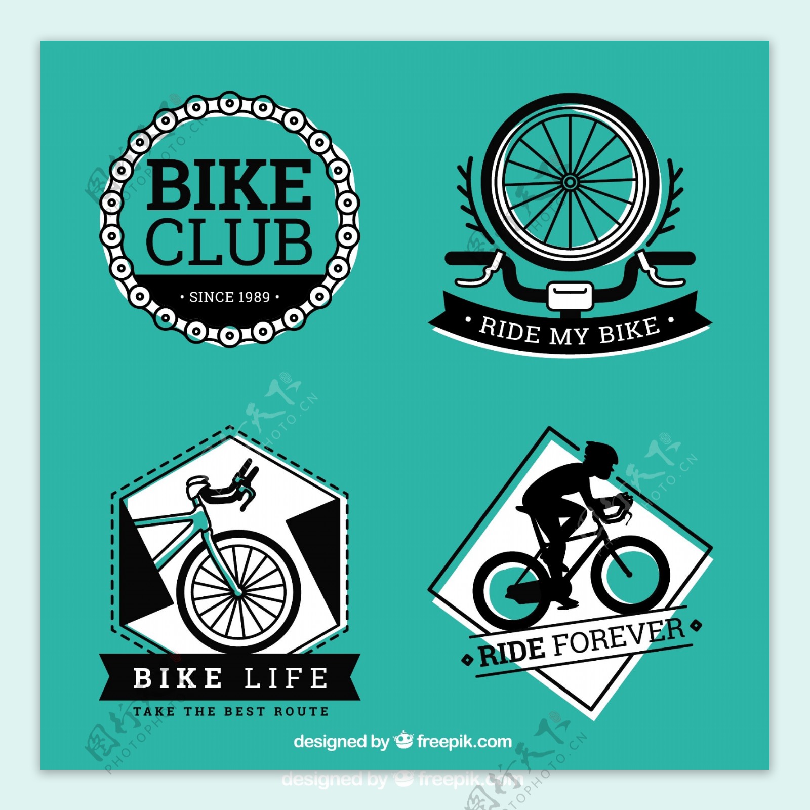 黑色和绿色自行车标签