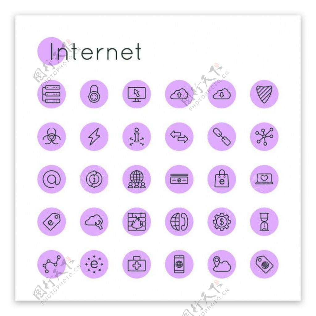 紫色网络按钮图标图片