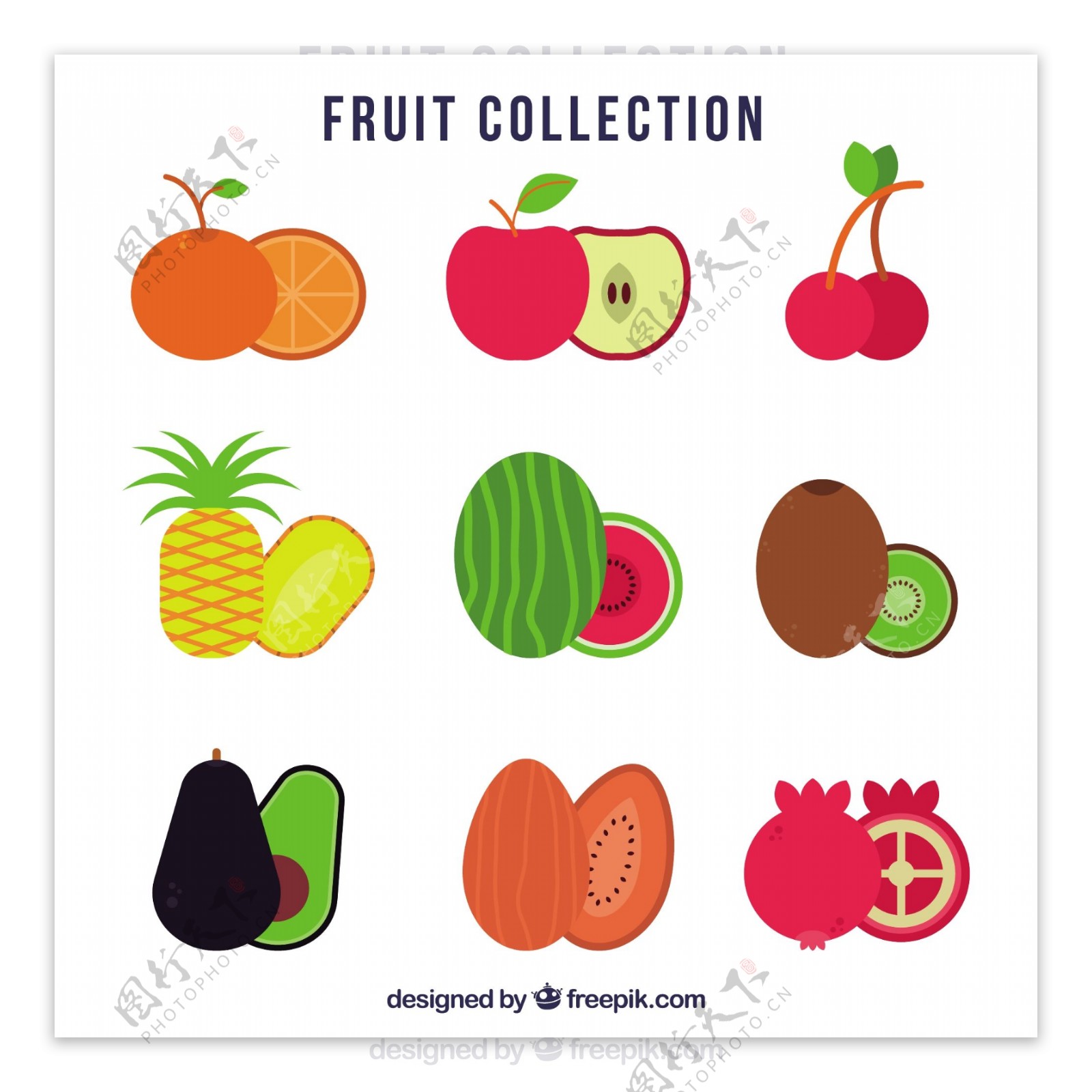 各种美味的水果图标矢量素材