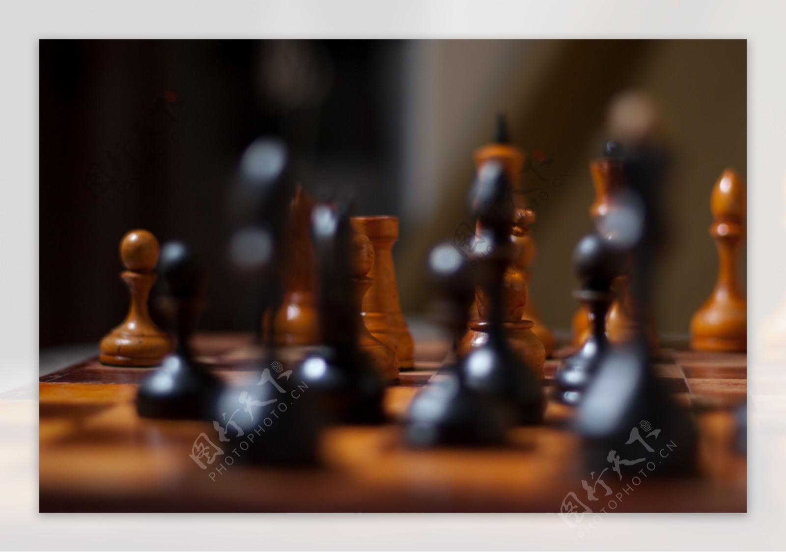 国际象棋棋子特写图片