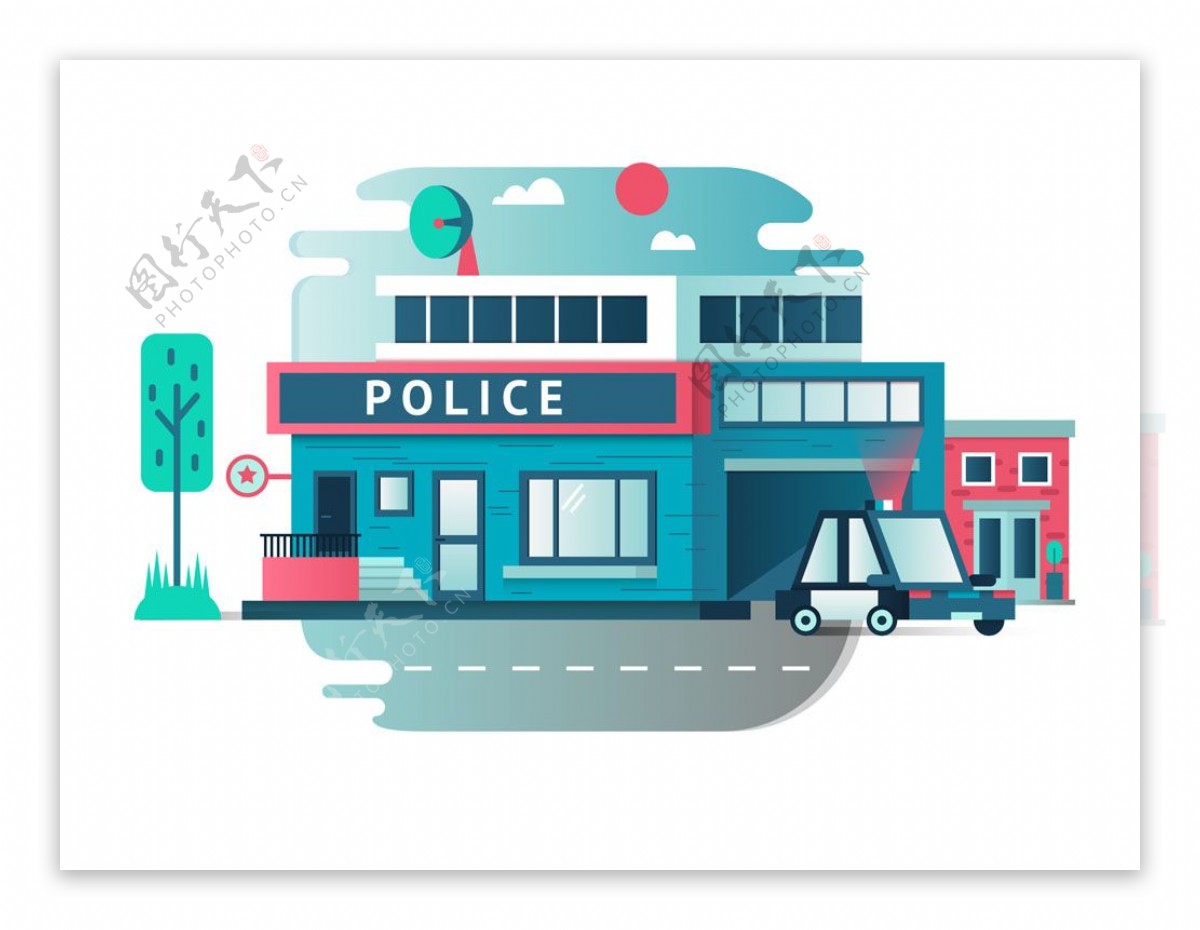 警局卡通平面设计素材图片