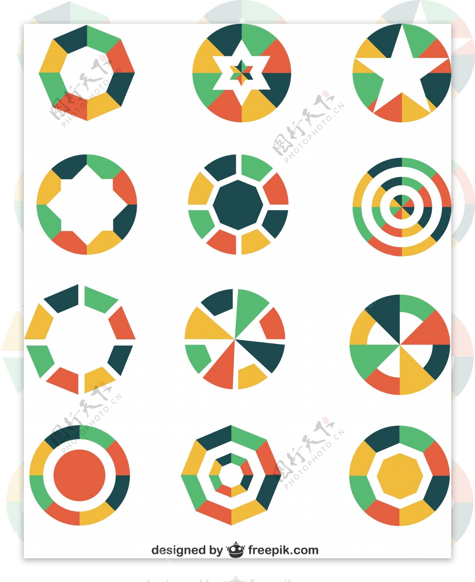 七彩图案圆形抽象符号