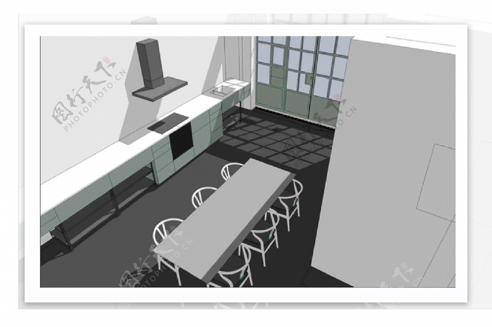 简约3D餐厅厨房装修效果图
