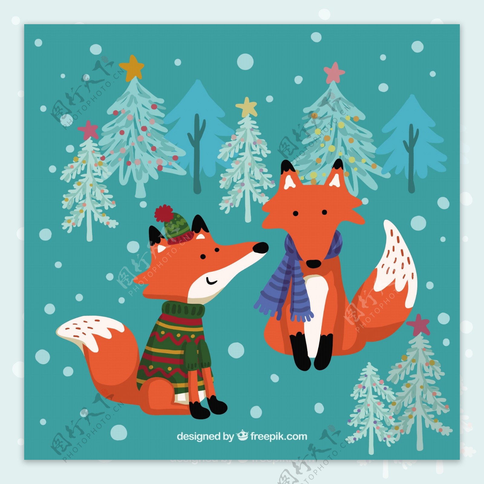 冬天狐狸的插图