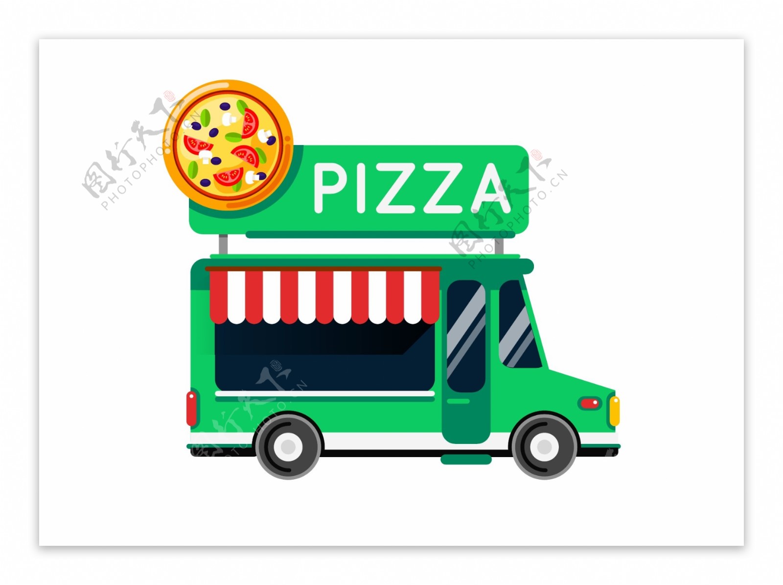绿色披萨美食车