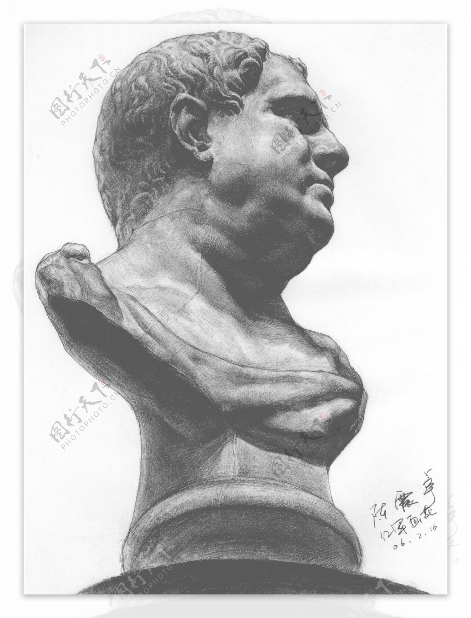 素描罗马皇胸像石膏胸像