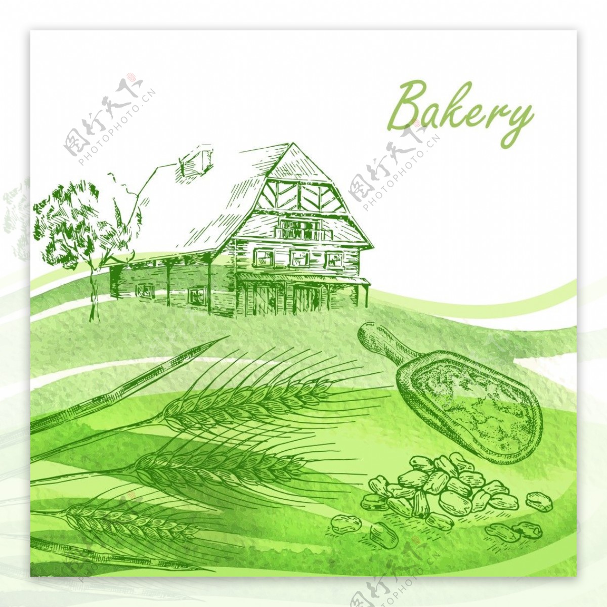 小麦面包农场插画