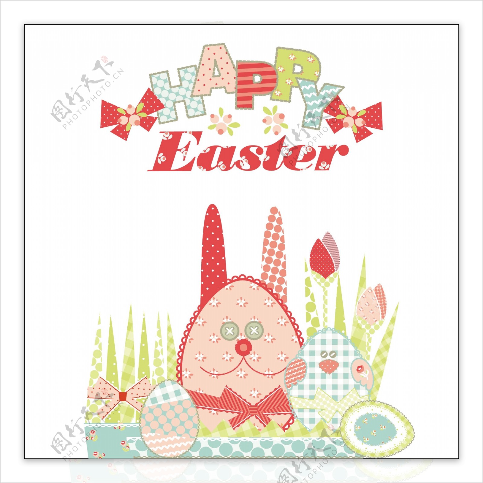 复活节兔子和蛋的插图