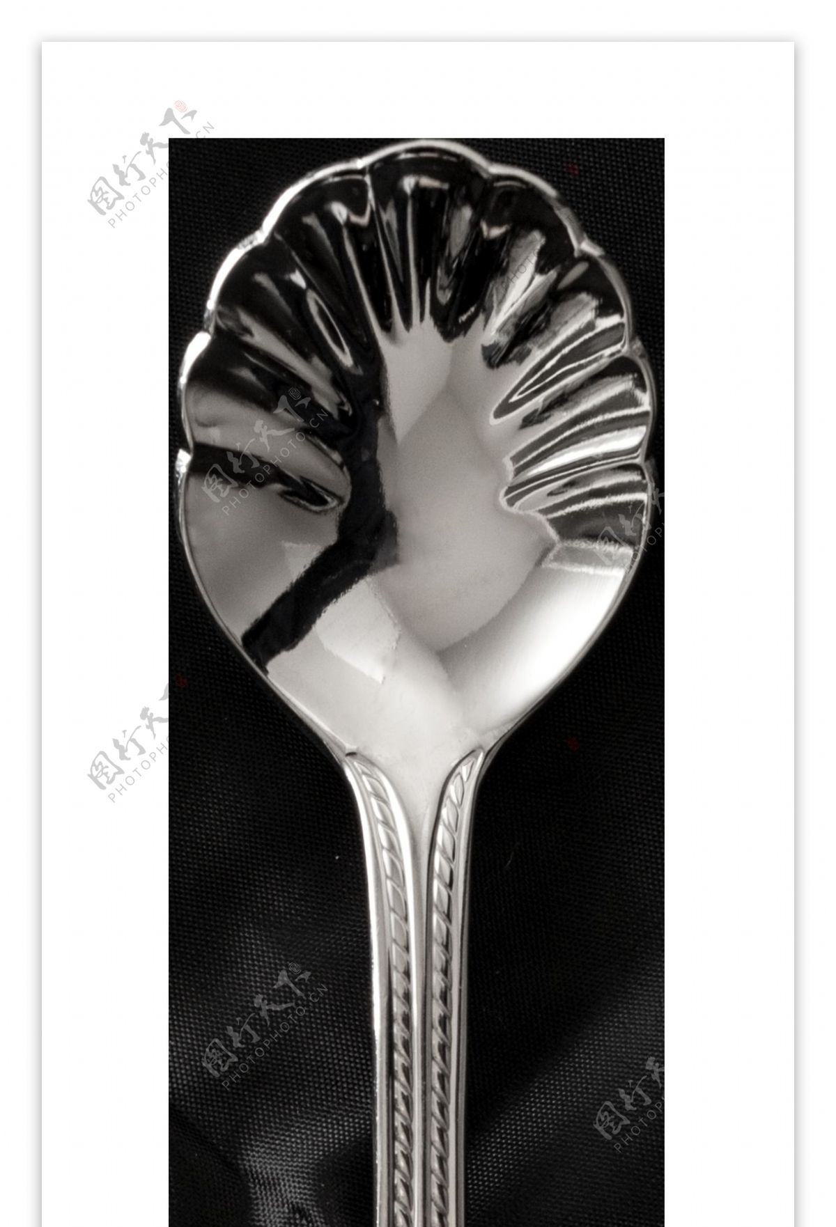 不锈钢带花边勺子透明底厨房元素