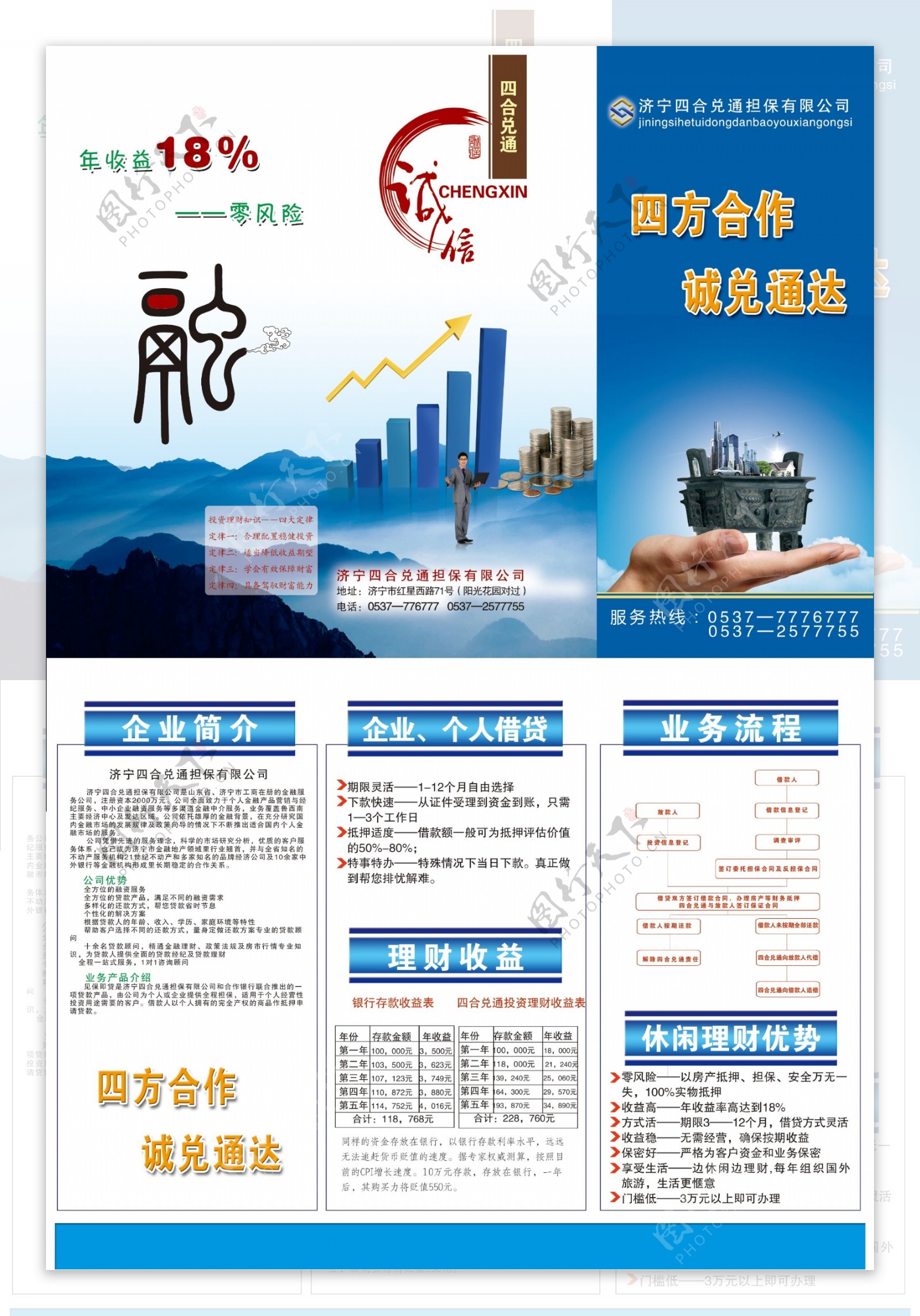 金融彩页三折页