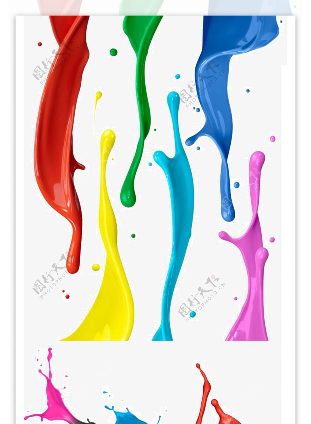 5种喷溅的彩色油漆