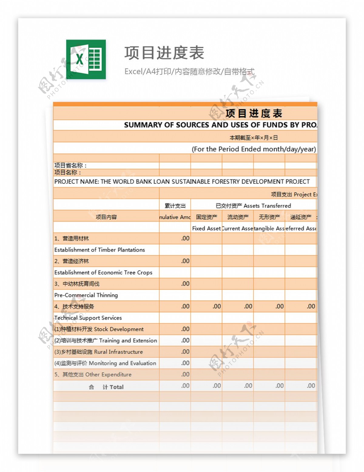 项目进度表excel模板