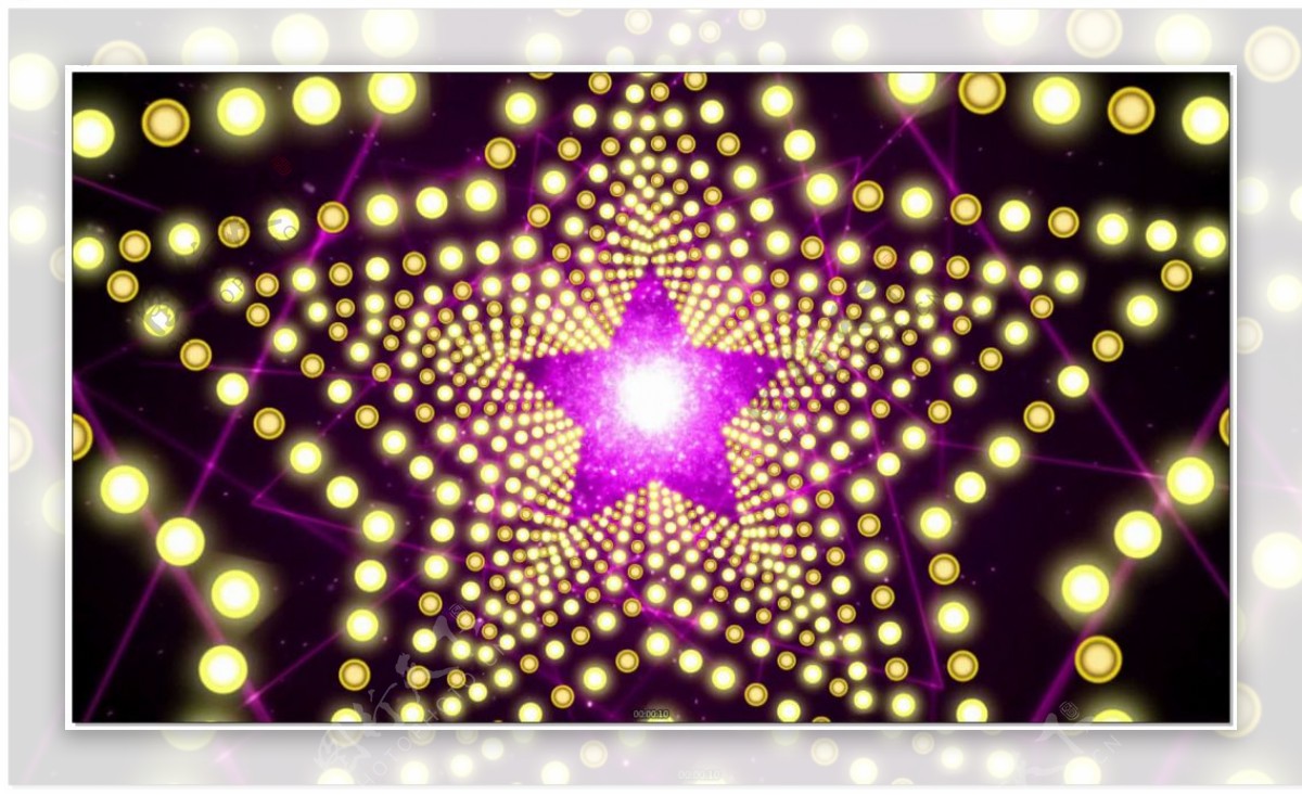 紫光闪耀五角星粒子光斑酒吧夜店背景视频