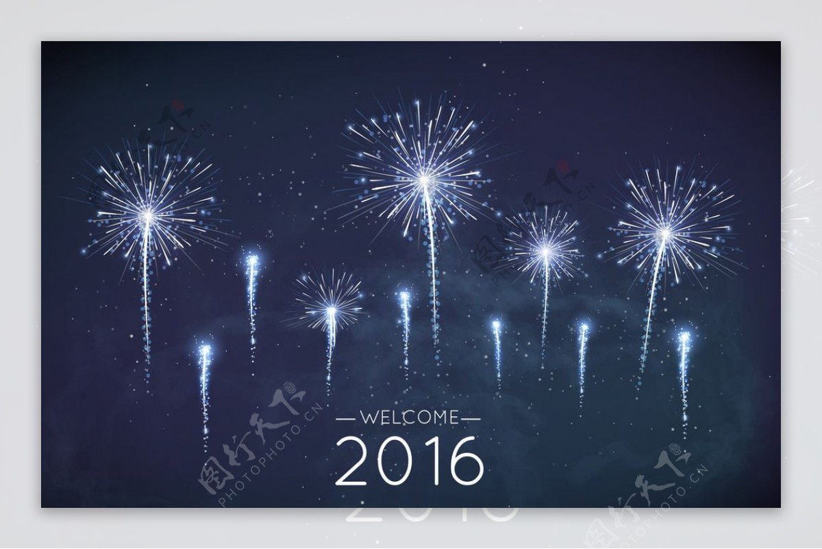 2016新年深蓝色新年烟花海报