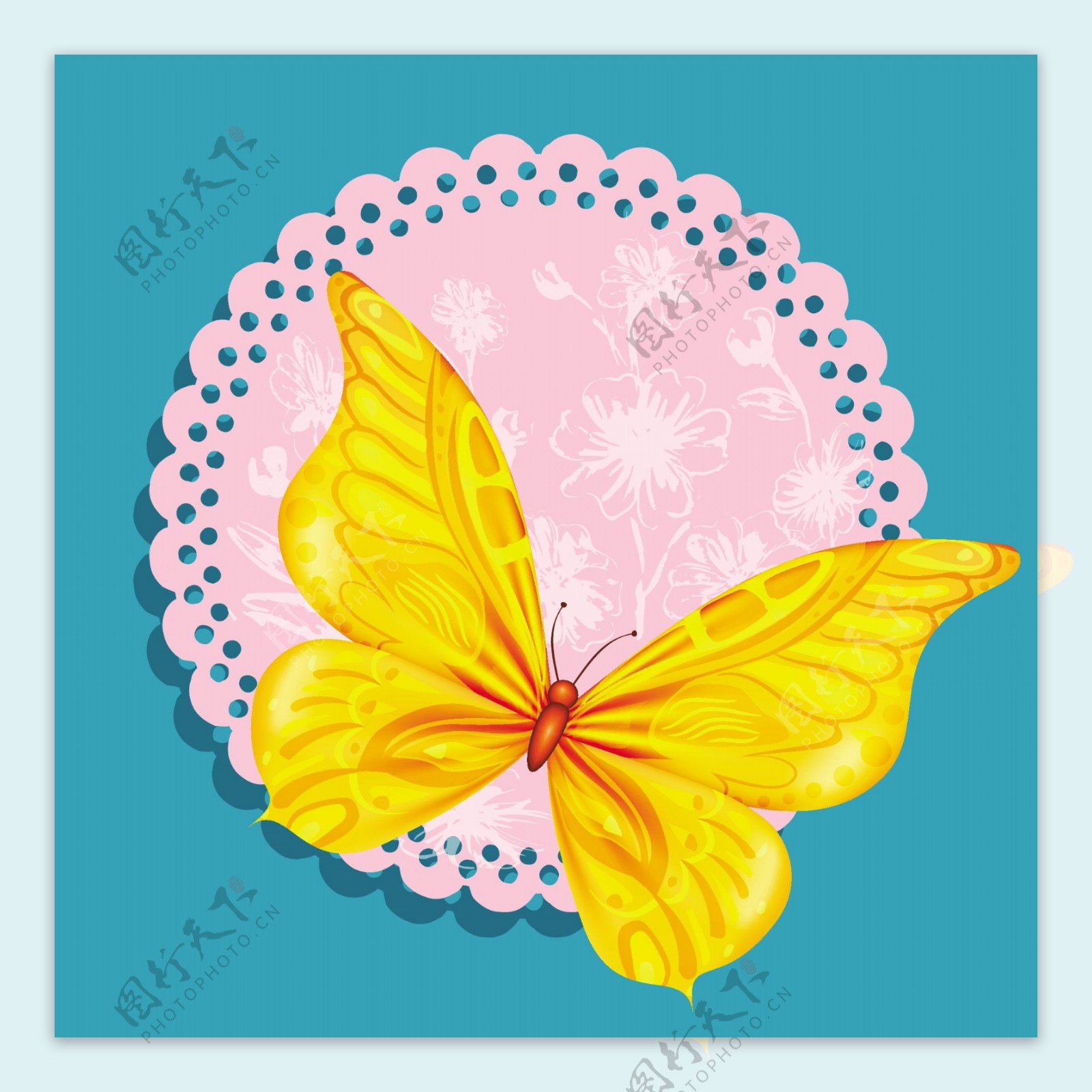 漂亮黄色蝴蝶背景图