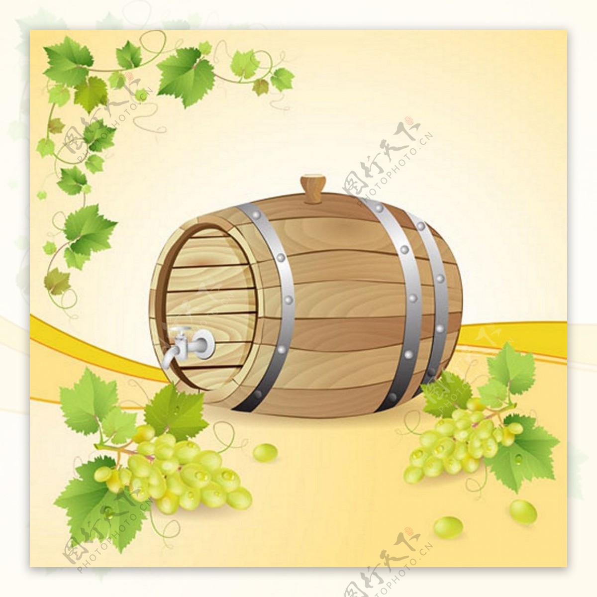 葡萄酒橡木桶背景图