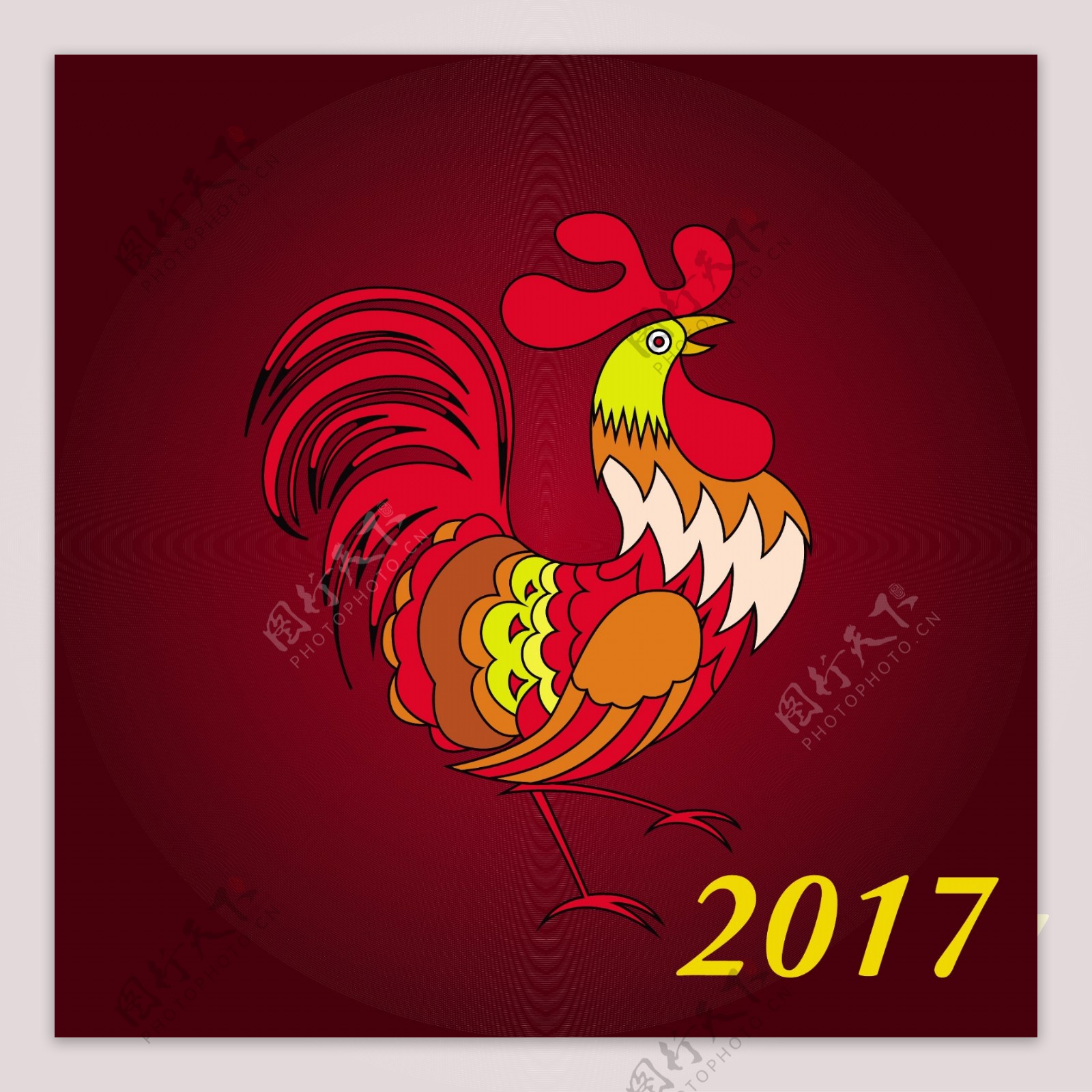 农历新年2017背景与公鸡