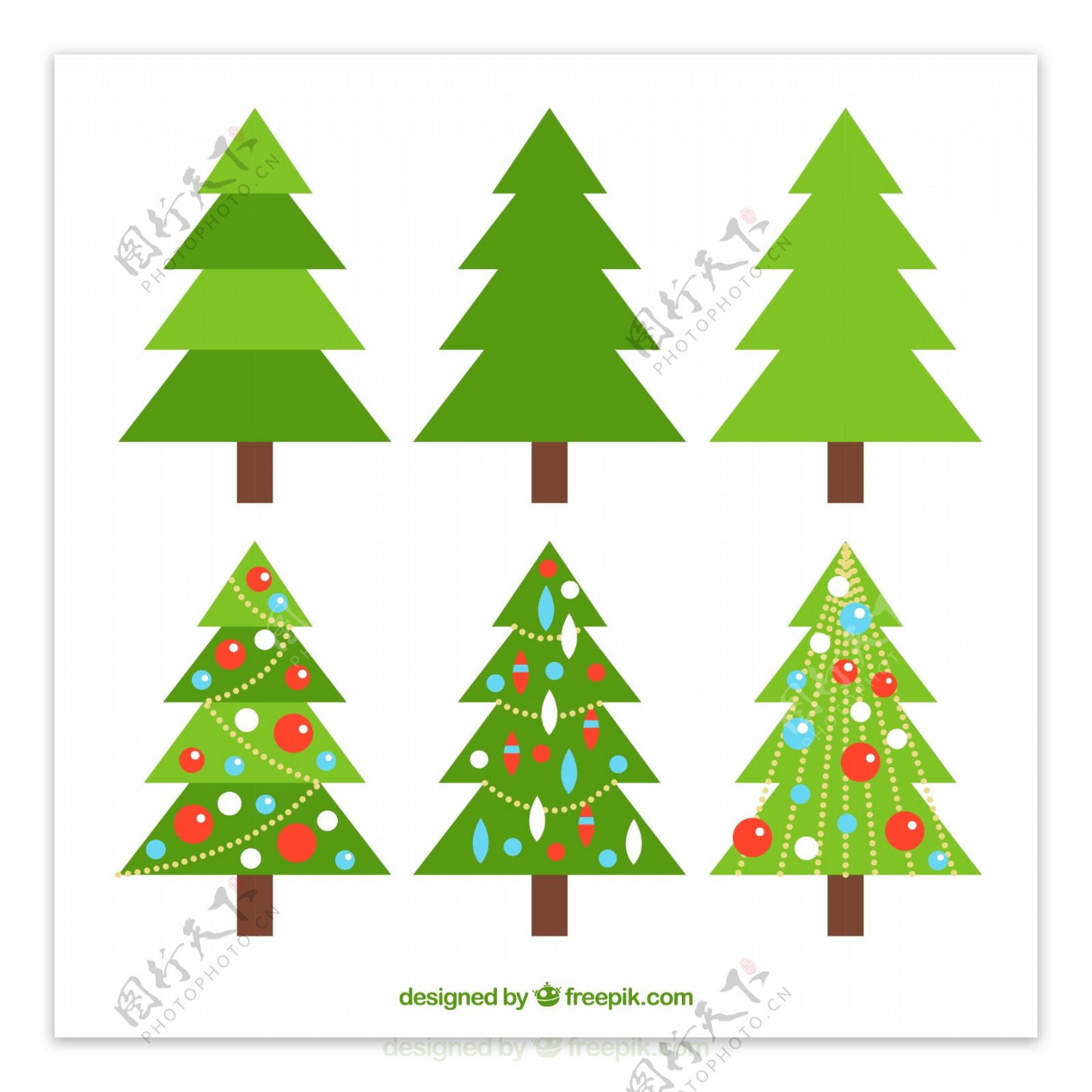 简单的圣诞树与装饰