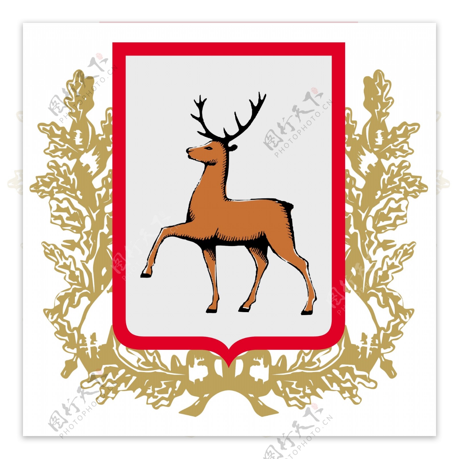 金色麋鹿相册花纹边框logo设计