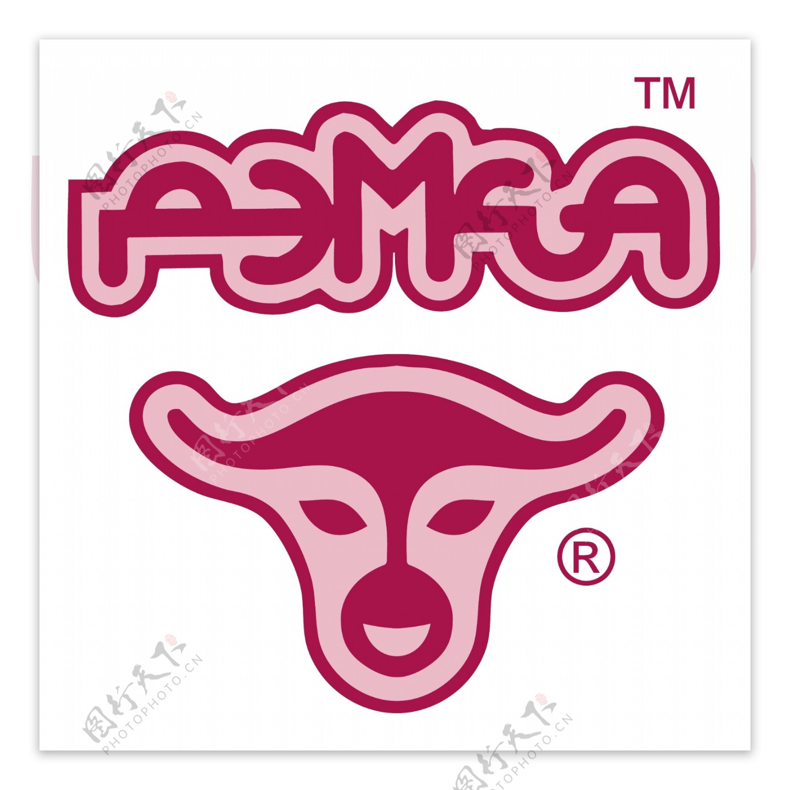 粉色牛头logo设计