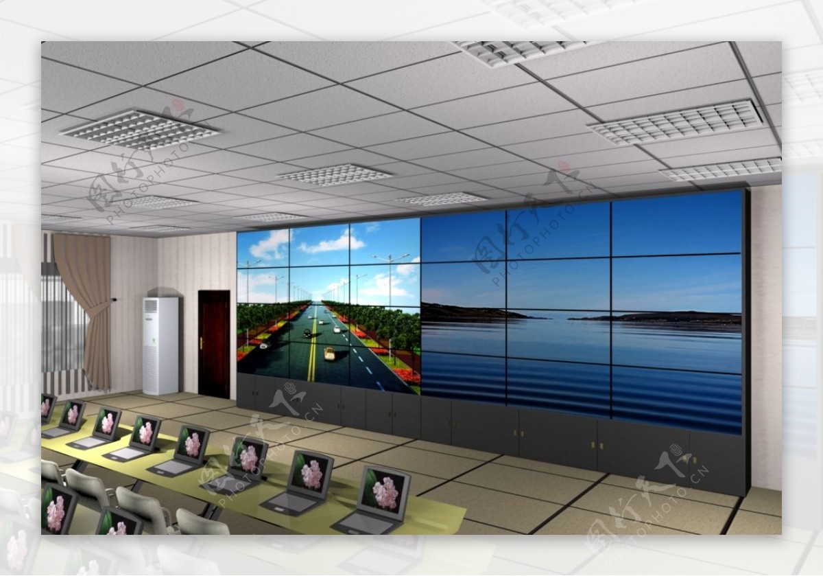 大屏拼接室内监控设计效果图3Dmax下载